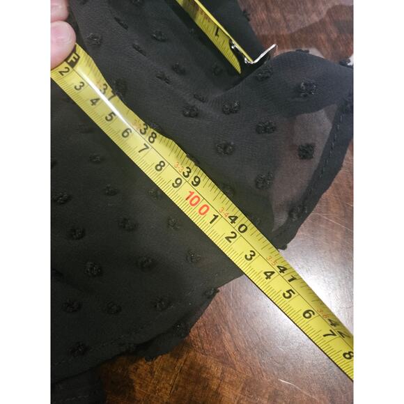 Belle Poque Black Swiss Dot Sheer Sleeve Babydoll Fit & Flare Mini Dress L - Picture 10 of 10